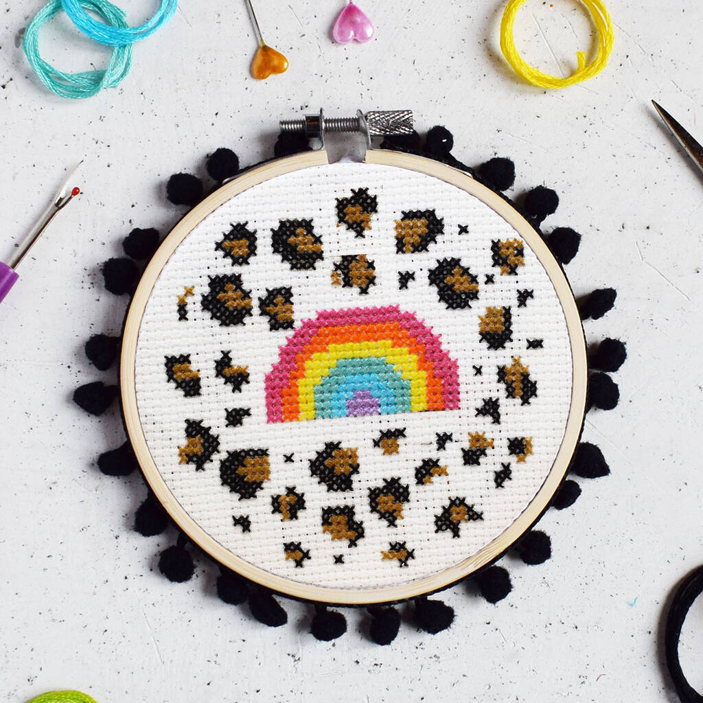 Leopard Rainbow Cross Stitch Craft Kit By The Make Arcade
