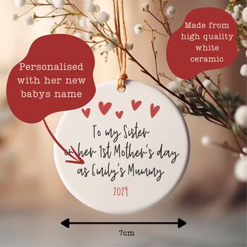 To My Sister On Her First Mothers Day Ceramic Keepsake, 2 of 2
