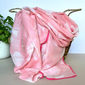 Tropical Leaf Scarf With Border In Light Pink By Nest Gifts