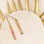 Pink And Gold Foil Specked Dainty Drop Earrings, thumbnail 1 of 8