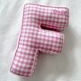 Embroidered Letter Cushion In Pink Gingham, thumbnail 4 of 4