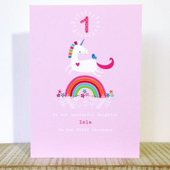 Unicorn First Birthday Card Or Pick Your Age, 4 of 8
