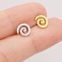 Koru Circle Spiral Stud Earrings In Sterling Silver, thumbnail 3 of 11