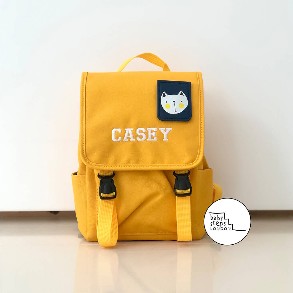 Yellow Personalised Embroidered Kids Mini Dog Backpack, 1 of 10