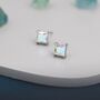 Princess Cut Ab Crystal Stud Earrings, thumbnail 6 of 11