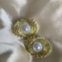 Gold Sunburst Pearl Stud Earrings, thumbnail 2 of 6