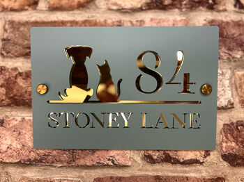 Personalised Cat And Dog Design House Number Sign Acrylic, 2 of 3