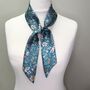 Handmade 100% Mulberry Liberty Silk Skinny Scarf Teal Rachel, thumbnail 1 of 4