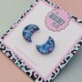 Moon Glitter Resin Stud Earrings Purple And Blue, thumbnail 4 of 8