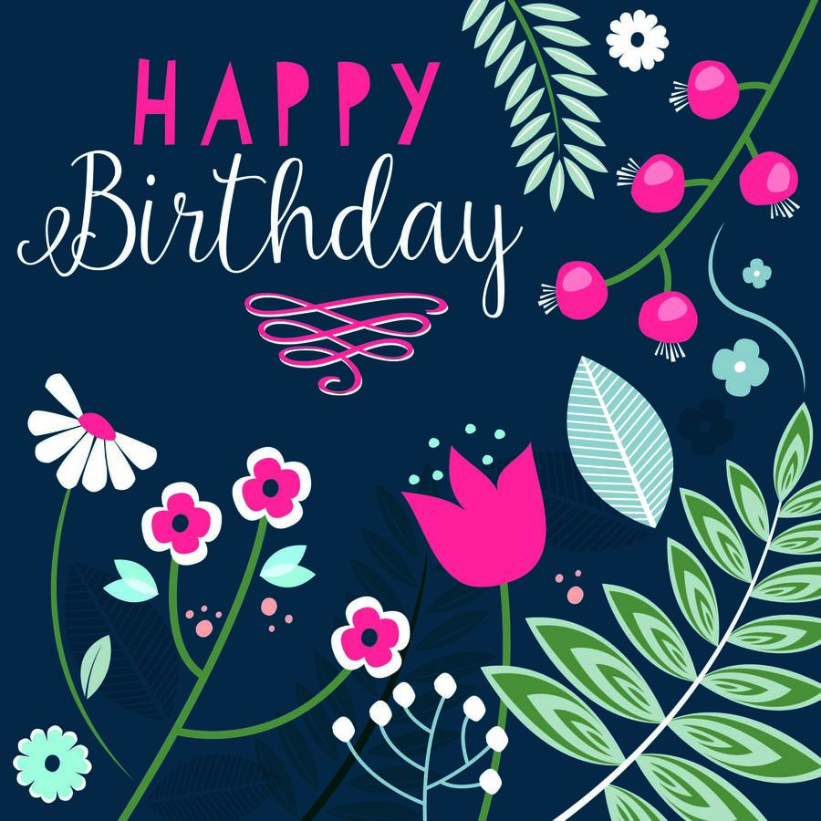 Happy Birthday Navy Flower Card By Allihopa
