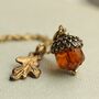 Burnt Orange Acorn Necklace, thumbnail 1 of 8