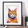 Ginger Cat Portrait Illustration Art Print, thumbnail 2 of 3