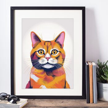 Ginger Cat Portrait Illustration Art Print, 2 of 3