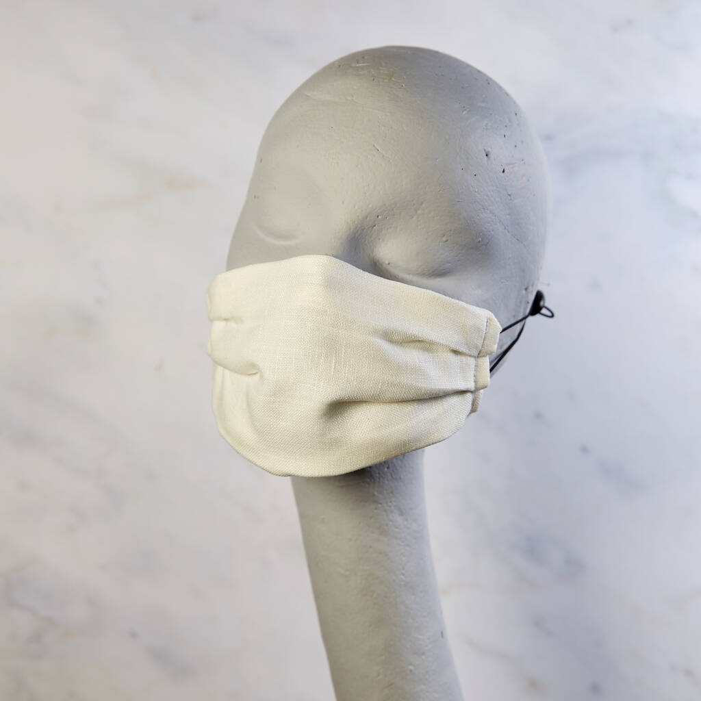 White Washable 100 Linen Face Mask By Daisy Roots