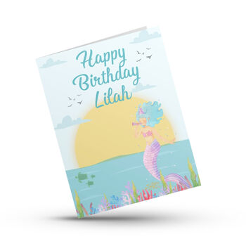 Personalised Mermaid Theme Birthday Card, 3 of 4