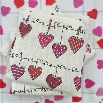 Linen Wedding Heart Pattern Napkins, 4 of 4