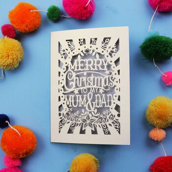 Mum And Dad Papercut Christmas Card, 5 of 5