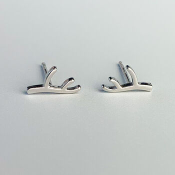 Sterling Silver Minimalist Branch Stud Earrings, 2 of 5