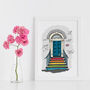 Rainbow Door Illustration Print, Rainbow Poster, thumbnail 1 of 4