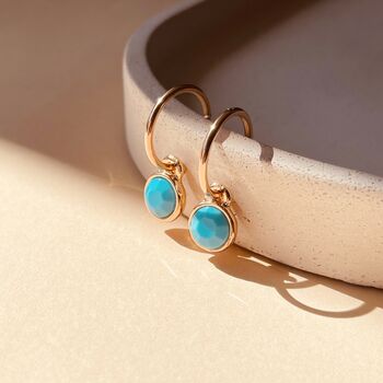 Faceted Turqoise Drop Hoop Earrings, 5 of 5