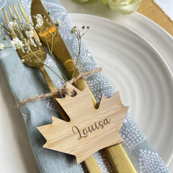 Personalised Wedding Place Setting Laser Cut Leaves, 8 of 8