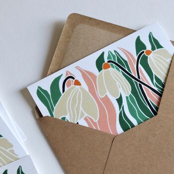 Linocut Snowdrop Notecards Set Of Eight, 8 of 11