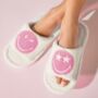 Open Toe Happy Face Plush Slippers, thumbnail 1 of 5