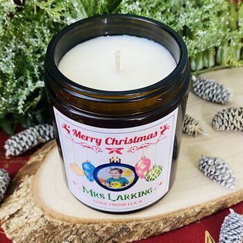 Personalised Teacher Christmas Gift Photo Candle, 3 of 3