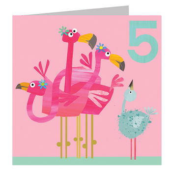 Happy Birthday Flamingos Five Card, 2 of 3
