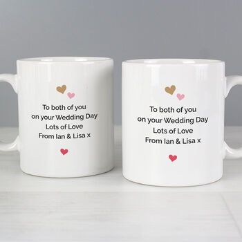 Personalised Confetti Hearts Couples Wedding Mug Set, 2 of 5