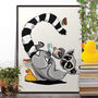 Ring Tailed Lemur Cleaning Teeth, Monkey Bathroom Art, thumbnail 1 of 7