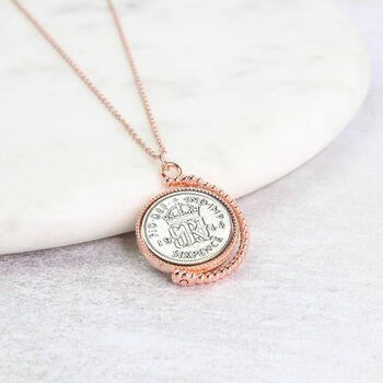 80th Birthday 1944 Lucky Sixpence Spinner Necklace, 2 of 10