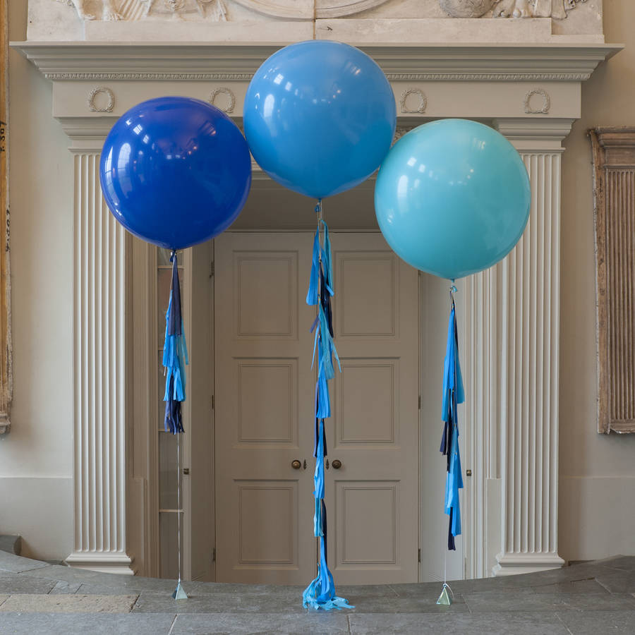 Peacock Blue Tassel Tail Balloon Trio By Bubblegum Balloons