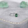 Sterling Silver One Carat Emerald Green Cz Pear Cut Ring, thumbnail 6 of 12