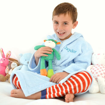 Personalised Soft Child's Dressing Gown In Blue, 2 of 9