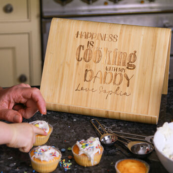 Personalised Happiness Is Cooking Recipe Book Stand, 2 of 6