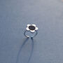 Sterling Silver Flower Onyx Open Ring, thumbnail 3 of 5