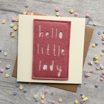 Hello Little Lady/Man New Baby Felt Card, 2 of 3