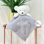 Personalised Name White Bear Comforter Blanket Soft Toy, thumbnail 2 of 3