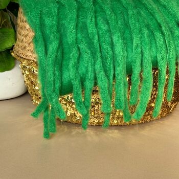 Super Soft Chunky Tassel Scarf In Green, 3 of 3