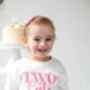 'Two Cute' Embroidered And Personalised Second Birthday Sweatshirt Jumper, thumbnail 4 of 7