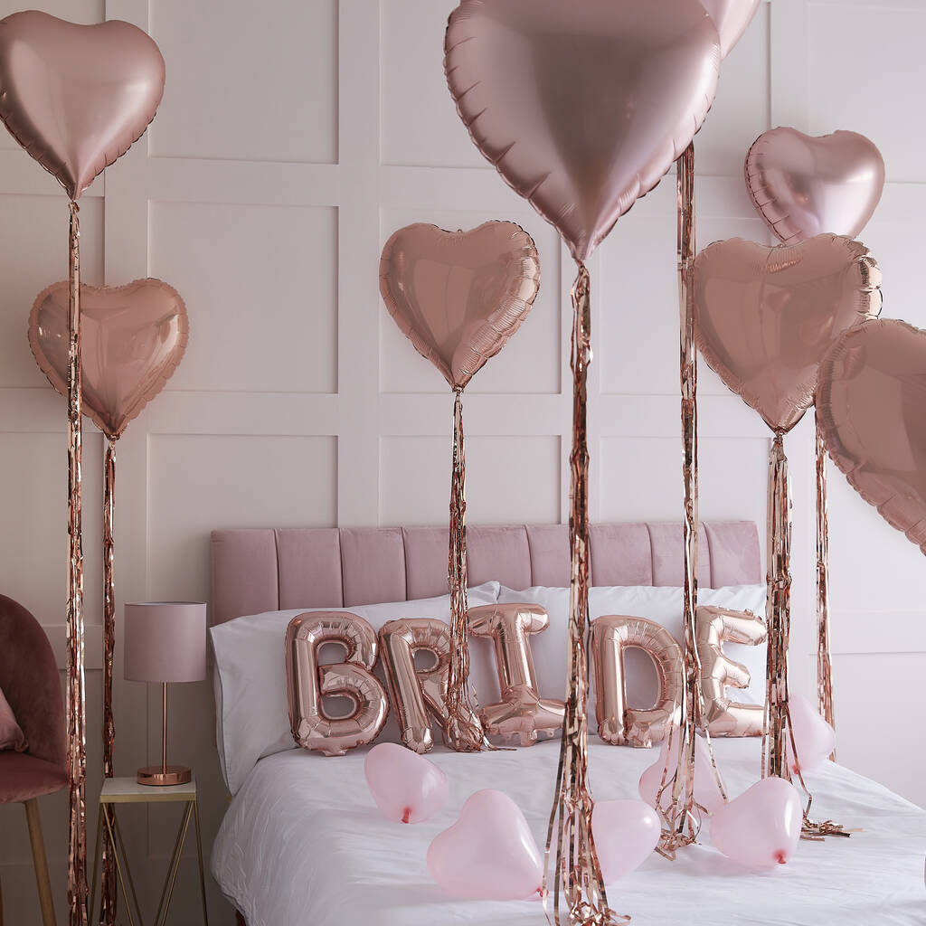 Rose Gold Bride And Heart Balloons Room Decorations Kit, 1 of 3