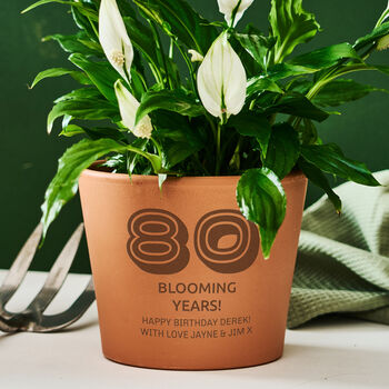 Personalised 80th Birthday Gift Terracotta Plant Pot, 4 of 4