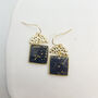 Square Shape Navy And Gold Foil Drop Earrings, thumbnail 5 of 9