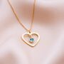 Open Heart And Birthstone Personalised Name Necklace, thumbnail 3 of 12