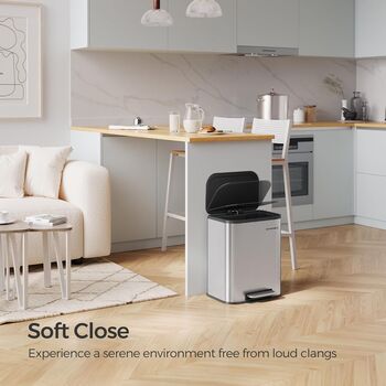 20 L Steel Waste Bin With Soft Close Lid And Pedal, 3 of 9