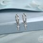 Sterling Silver Cross Hoop Earrings, thumbnail 1 of 12