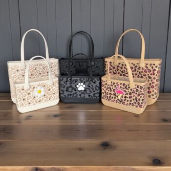 Stylish Leopard Print Beach/ Shopper Tote, Small/ Medium, Customise Charms, 10 of 11