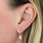 April Birthstone Earrings, Quartz/Herkimer, Silver, thumbnail 3 of 8