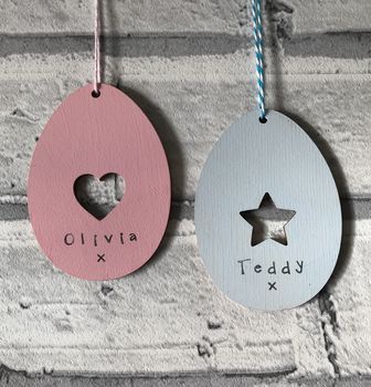 Personalised Heart Or Star Easter Egg Deoration, 2 of 3